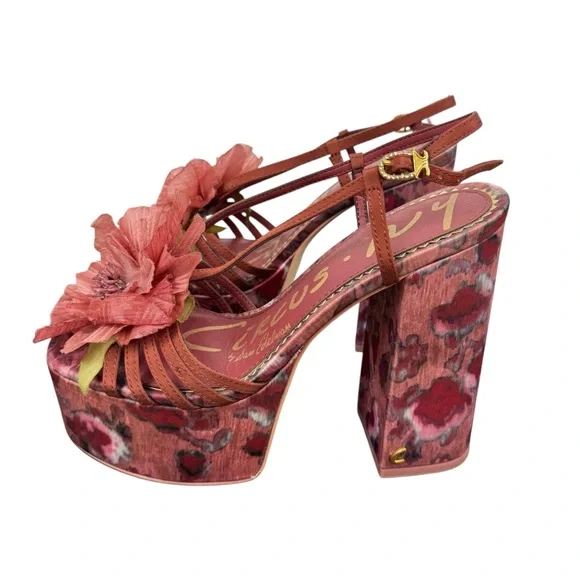 Circus NY by Sam Edelman Siena Flower Platform Sandals Merlot Red Heels 6 - Picture 13 of 16